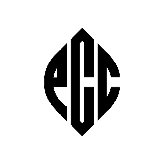Pcc cerchio lettera logo design con forma di cerchio e ellisse pcc ellisse lettere con stile tipografico le tre iniziali formano un logo cerchio pcc cerchio emblema astratto monogramma lettera segno vettore