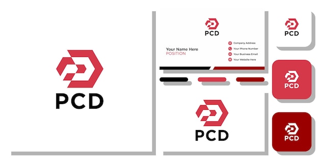 名刺テンプレートとpcd六角形のアルファベットスタイルのアイデンティティ