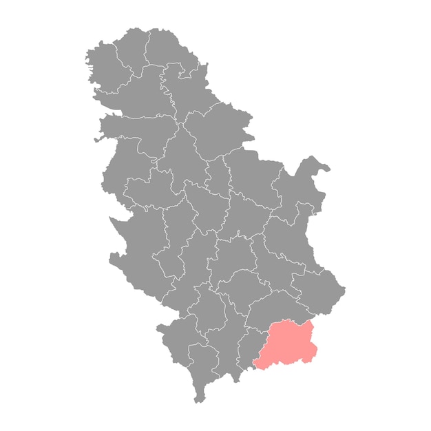 Карта района Пчиня административный район Сербии Векторная иллюстрация