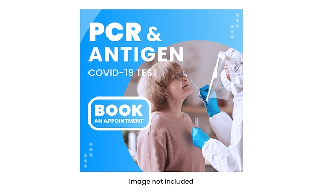 Pcr e test antigene con medico specialista in salute con pacient post per instagram e facebook prem