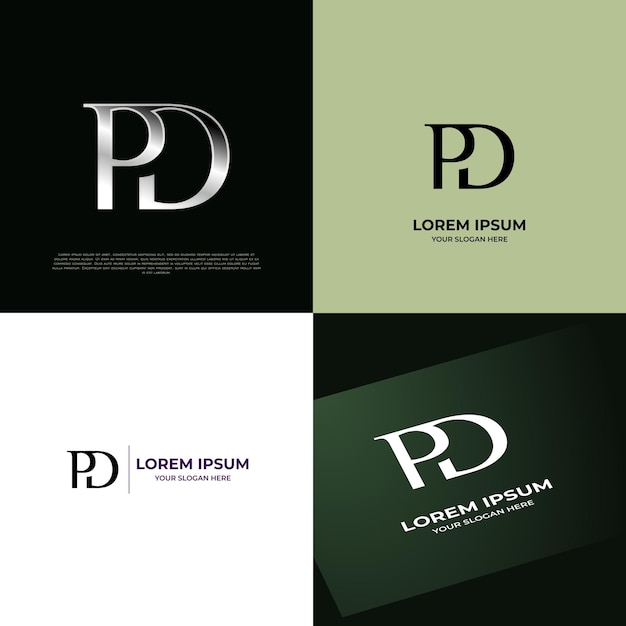 Vector pd initial modern typography emblem logo template for business