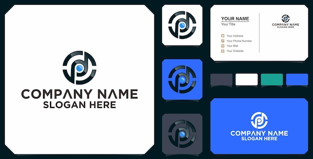 Vector pd letter logo and business card