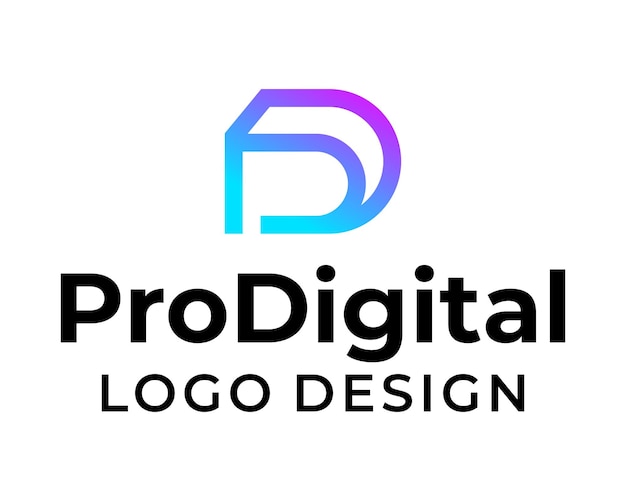 Vector pd letter monogram digital technology logo design