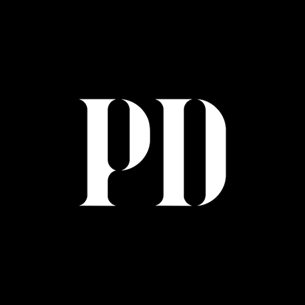 PD P D letter logo design Initial letter PD uppercase monogram logo white color PD logo P D design PD P D