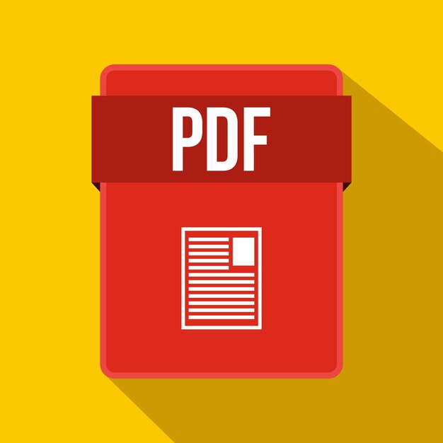 PDF file icon in flat style on a yellow background