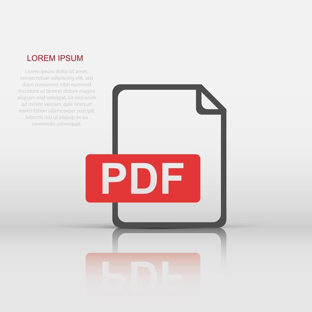 フラット スタイルの PDF アイコン ドキュメント イラスト ピクトグラム ファイル記号ビジネス コンセプト
