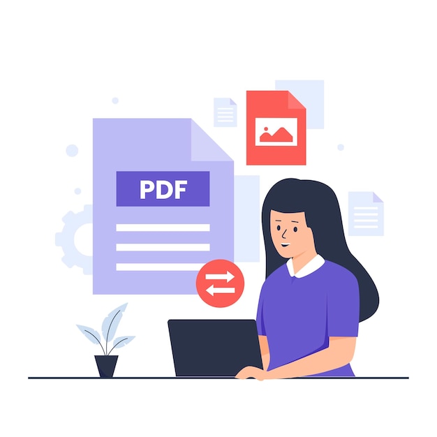 Pdf in jpeg convertire il concetto di design dell'illustrazione. illustrazione per siti web, landing page, applicazioni mobili, poster e banner