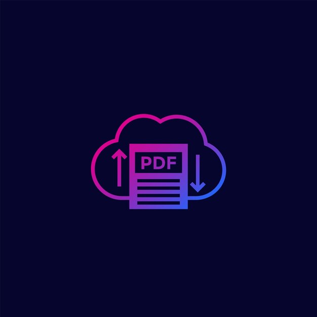 PDF upload to cloud vector icon for web and apps