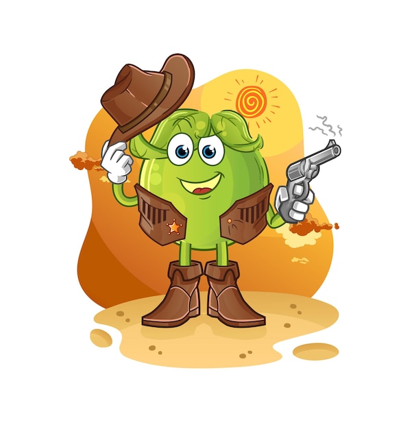 Pea cowboy with gun character vector