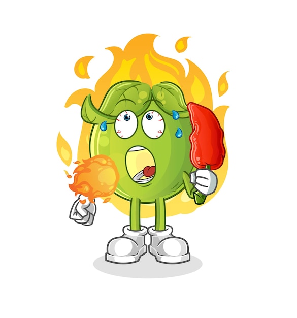 Pea eat hot chilie mascot. cartoon vector