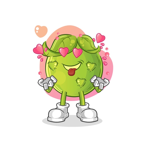 Pea fallin love vector cartoon character