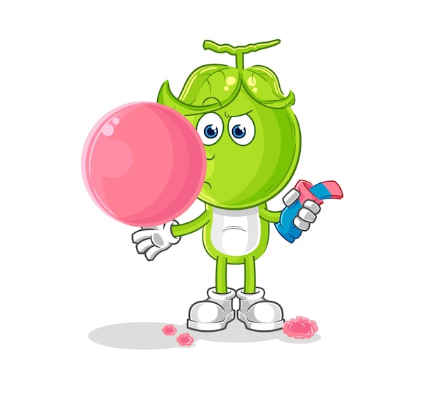 Pea head chewing gum vector cartoon character