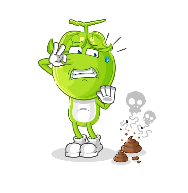 Pea head with stinky waste illustration character vector