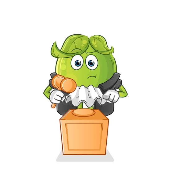 Pea judge holds gavel. character vector