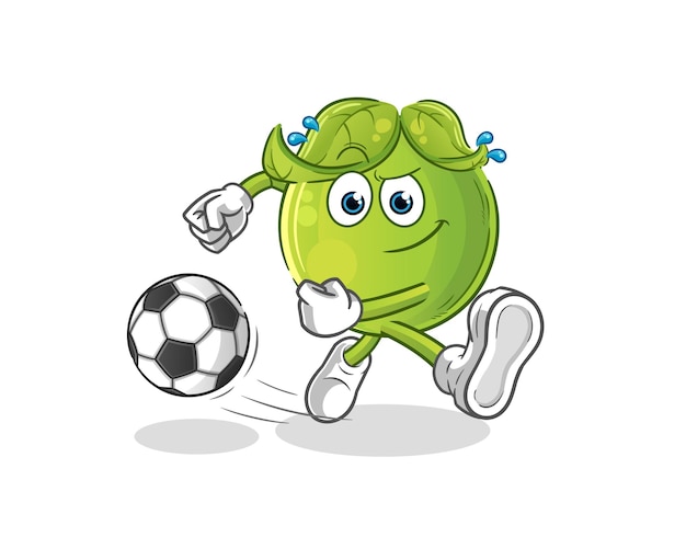 Pea kicking the ball cartoon. cartoon mascot vector