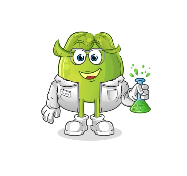 Pea scientist character. cartoon mascot vector