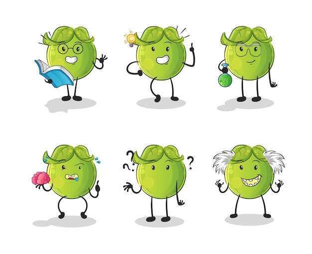 Pea thinking group character. cartoon mascot vector