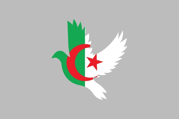 Peace for Algeria Word with Algeria heart shape Flag of Algeria original and simple Algeria flag