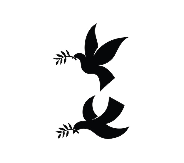 Icona delle sagome degli uccelli della pace, disegno vettoriale artistico