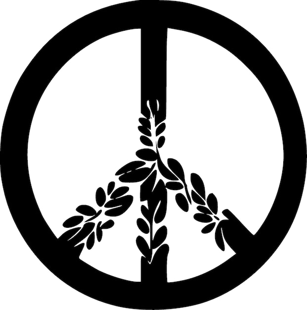 Peace black and white vector illustration