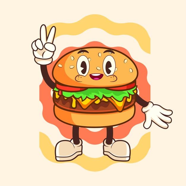 Иллюстрация персонажа PEACE BURGER VINTAGE MASCOT