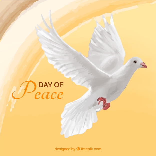 Peace day background with watercolor dove