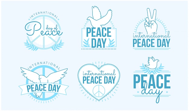 Vector peace day badges collection