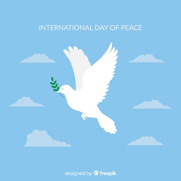 Vector peace day composition with flat white dove