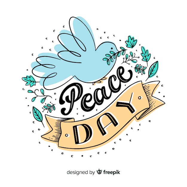 Vector peace day concept with lettering