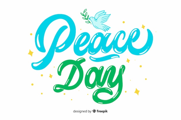 Peace day concept with lettering