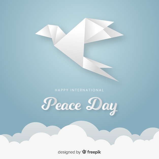 Peace day concept with origami dove