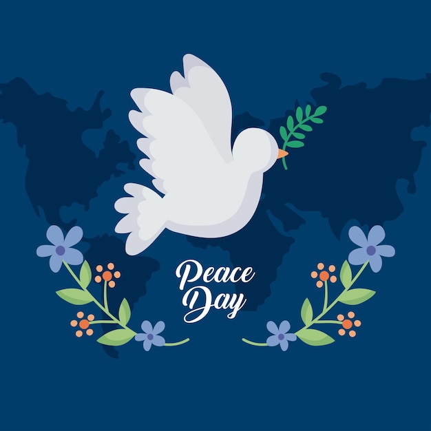 Peace day lettering postcard