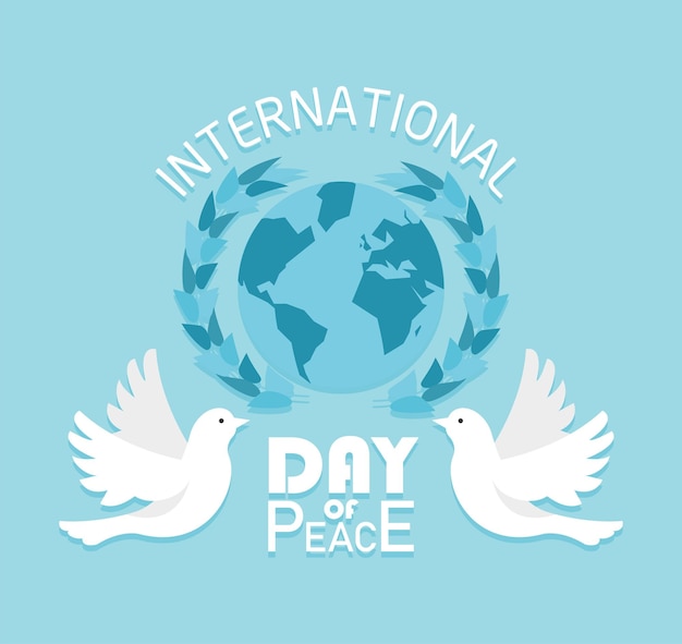 Vector peace day lettering with earth