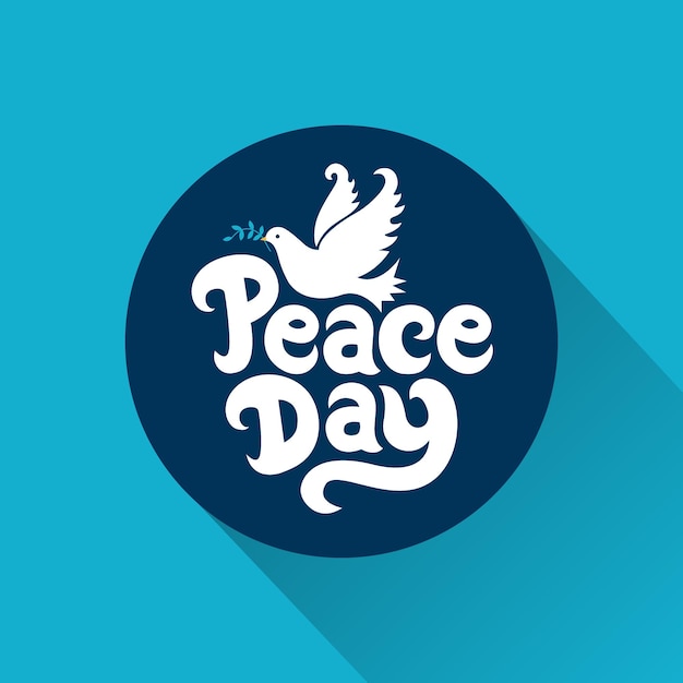 Peace day vector illustration on creative typography idea with happy bird.