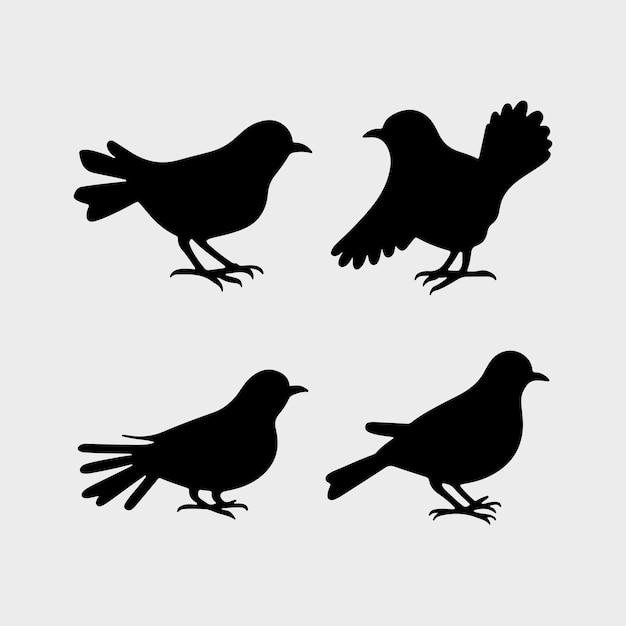 Peace Dove 9 Flying Bird Black Silhouette set of dove birds Vector Illustration isolated on white