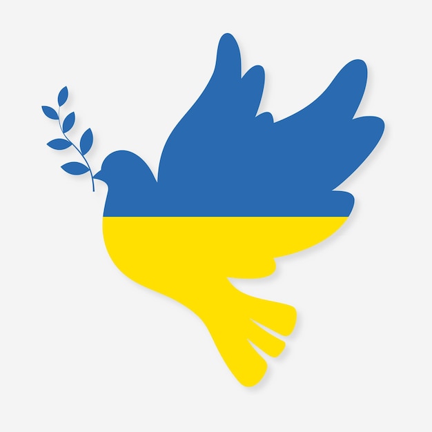 Vector peace dove in the colors of the ukrainian flag symbol of peace and freedom support for ukraine