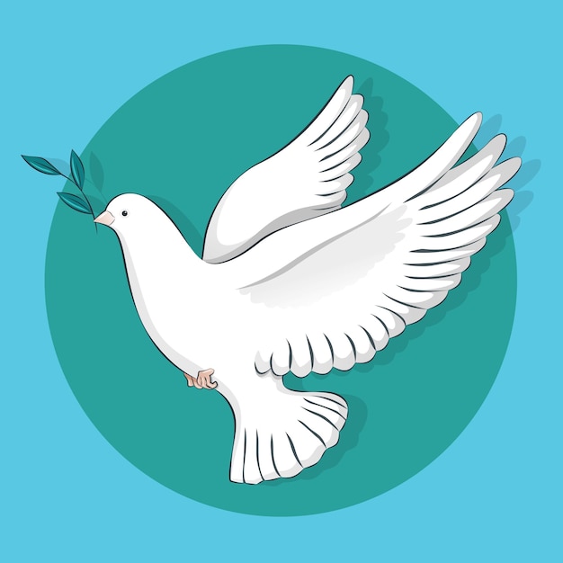 Peace dove on a green and blue background Symbol of peace and freedom Support for Ukraine