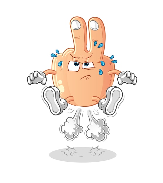 Vector peace finger fart jumping illustration character vector