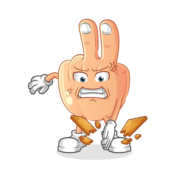 Peace finger karate mascot cartoon vector