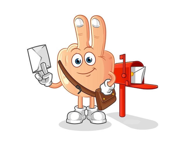 Peace finger postman vector cartoon character