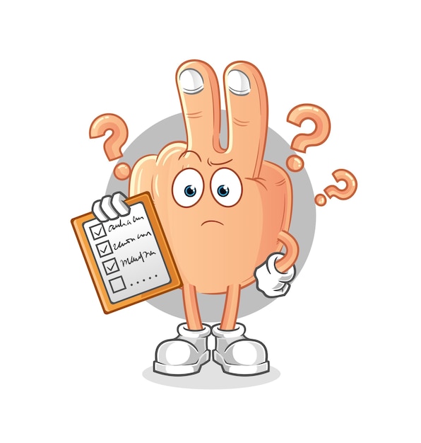 Peace finger schedule list vector cartoon character