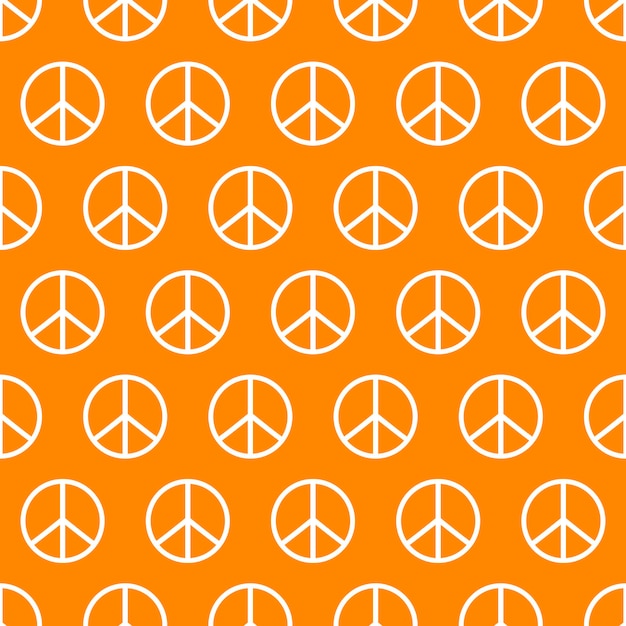 Peace flat vector seamless pattern orange peaceful background