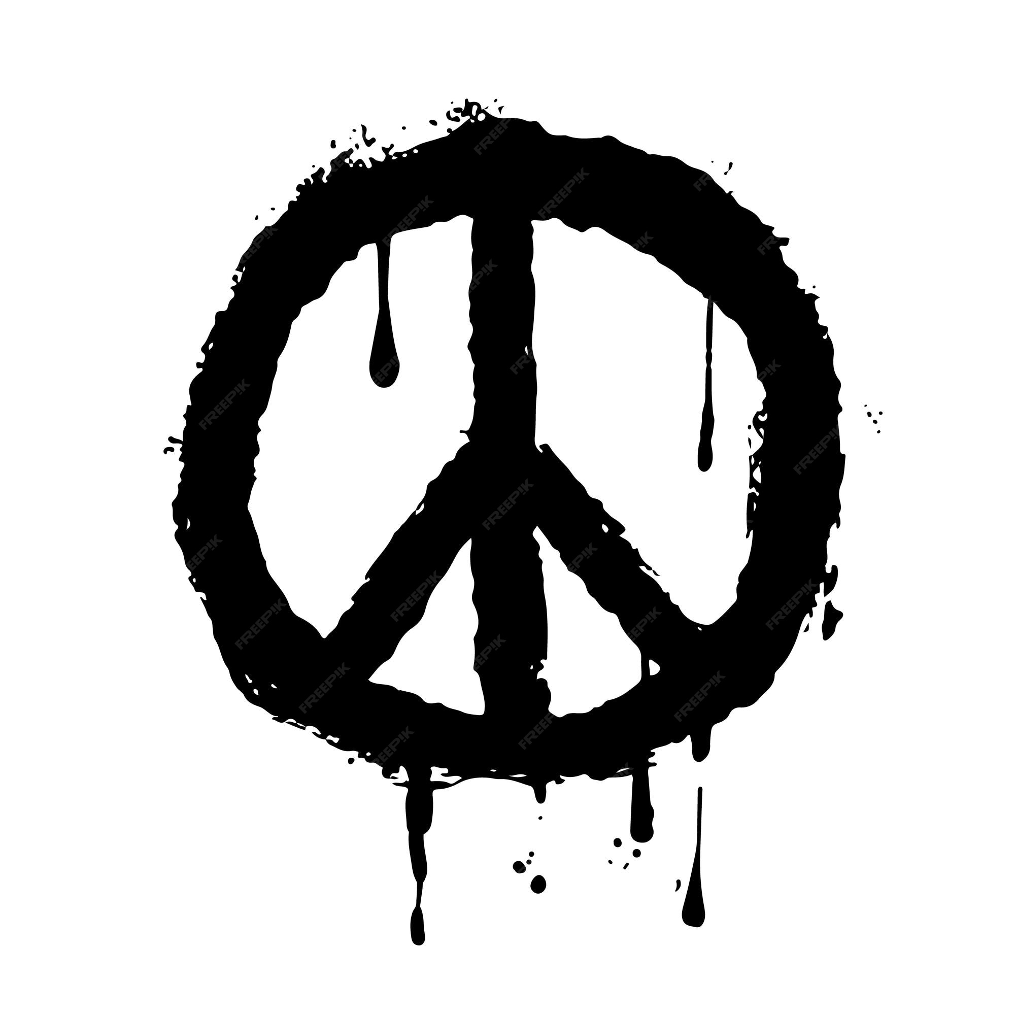 Premium Vector | Peace graffiti icon black hippy pacifism sign isolated on  white background grunge logo or sticker