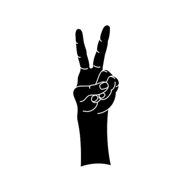 Vector peace hand gesture silhouette. vector illustration