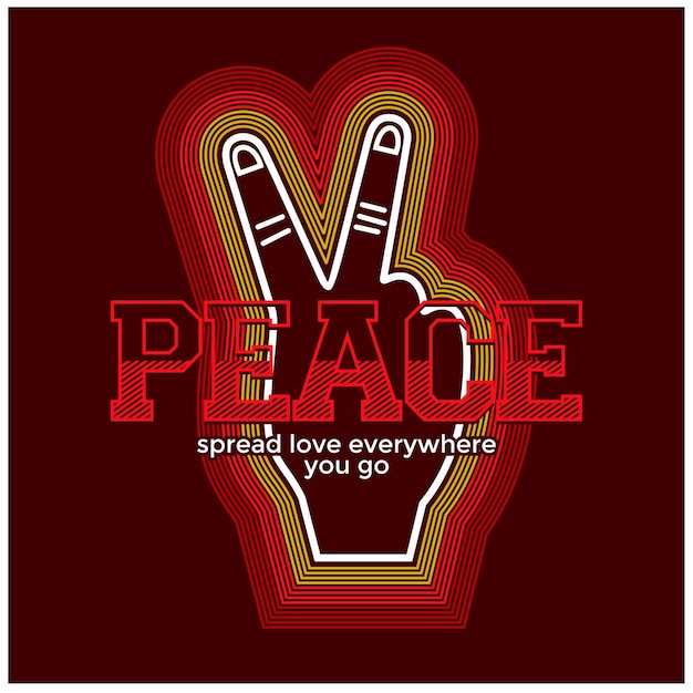 Vector peace hand vintage typography design in vector illustration tshirt clothing and other uses
