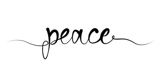 Peace hand write lettering Typography design no war Caligraphy word inscription