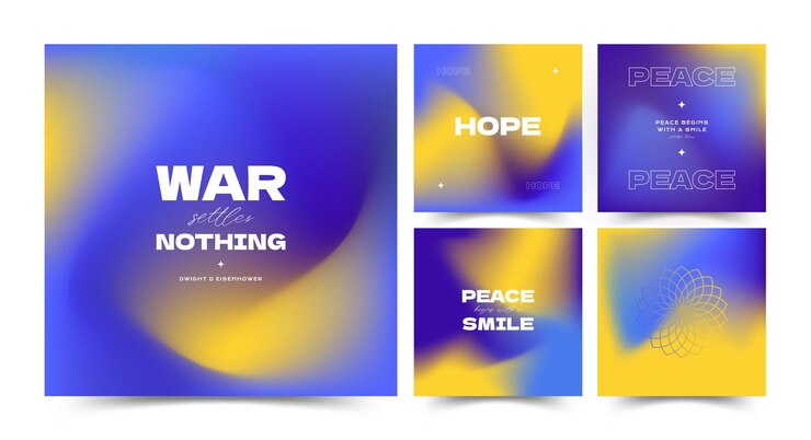 Vector peace instagram quotes yellow and blue background