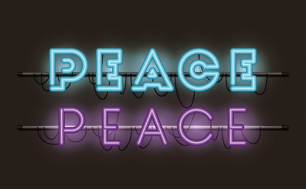 Peace lettertypen neonlichten