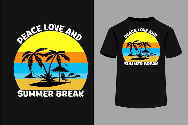 平和愛と夏休みタイポグラフィ t シャツ デザイン。 | プレミアム ...