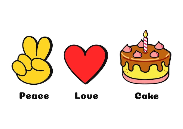 Peace love cake concept print voor tshirt